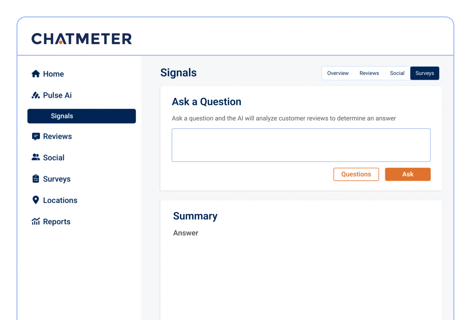 A GIF showing how Signals answers questions about your business