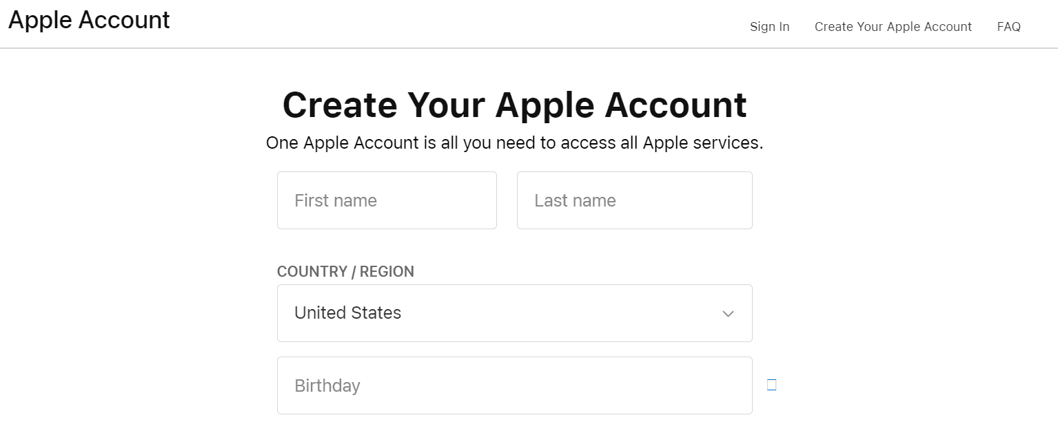 Create Your Apple Account